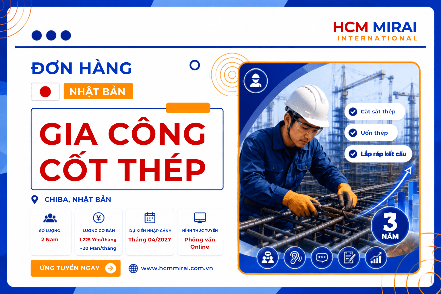 Đơn hàng gia công cốt thép tại Chiba – Nhật Bản
