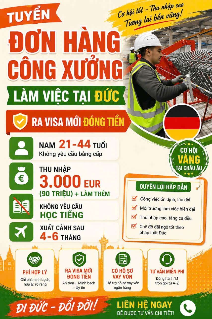 Đơn hàng công xưởng tại Đức